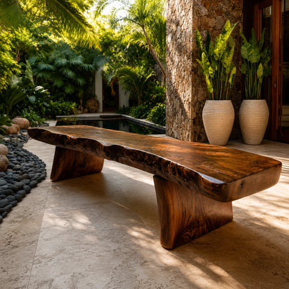 Live Edge Solid Wood Outdoor Bench – Natural Wood Garden Bench for Patio and Resort Spaces - Livewoodcraft - 3