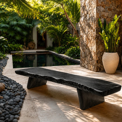 Live Edge Solid Wood Outdoor Bench – Natural Wood Garden Bench for Patio and Resort Spaces - Livewoodcraft - 4
