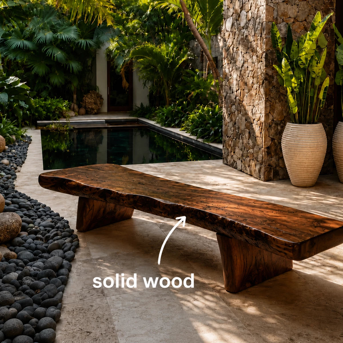 Live Edge Solid Wood Outdoor Bench – Natural Wood Garden Bench for Patio and Resort Spaces - Livewoodcraft - 6