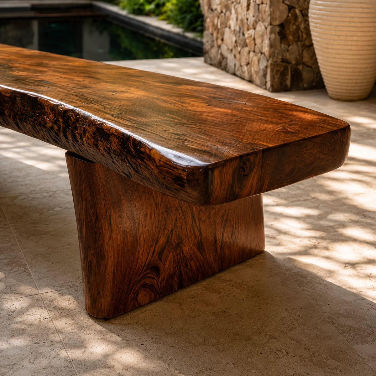 Live Edge Solid Wood Outdoor Bench – Natural Wood Garden Bench for Patio and Resort Spaces - Livewoodcraft - 7