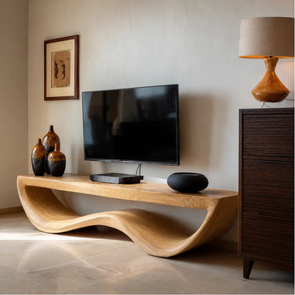Live Edge Wave Natural Solid Wood TV Stand with Sculptural Form - Livewoodcraft - 9