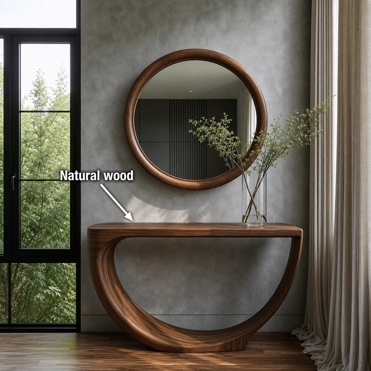 Loop Form Natural Solid Wood Console Table for Entryway and Hallway - Livewoodcraft - 10