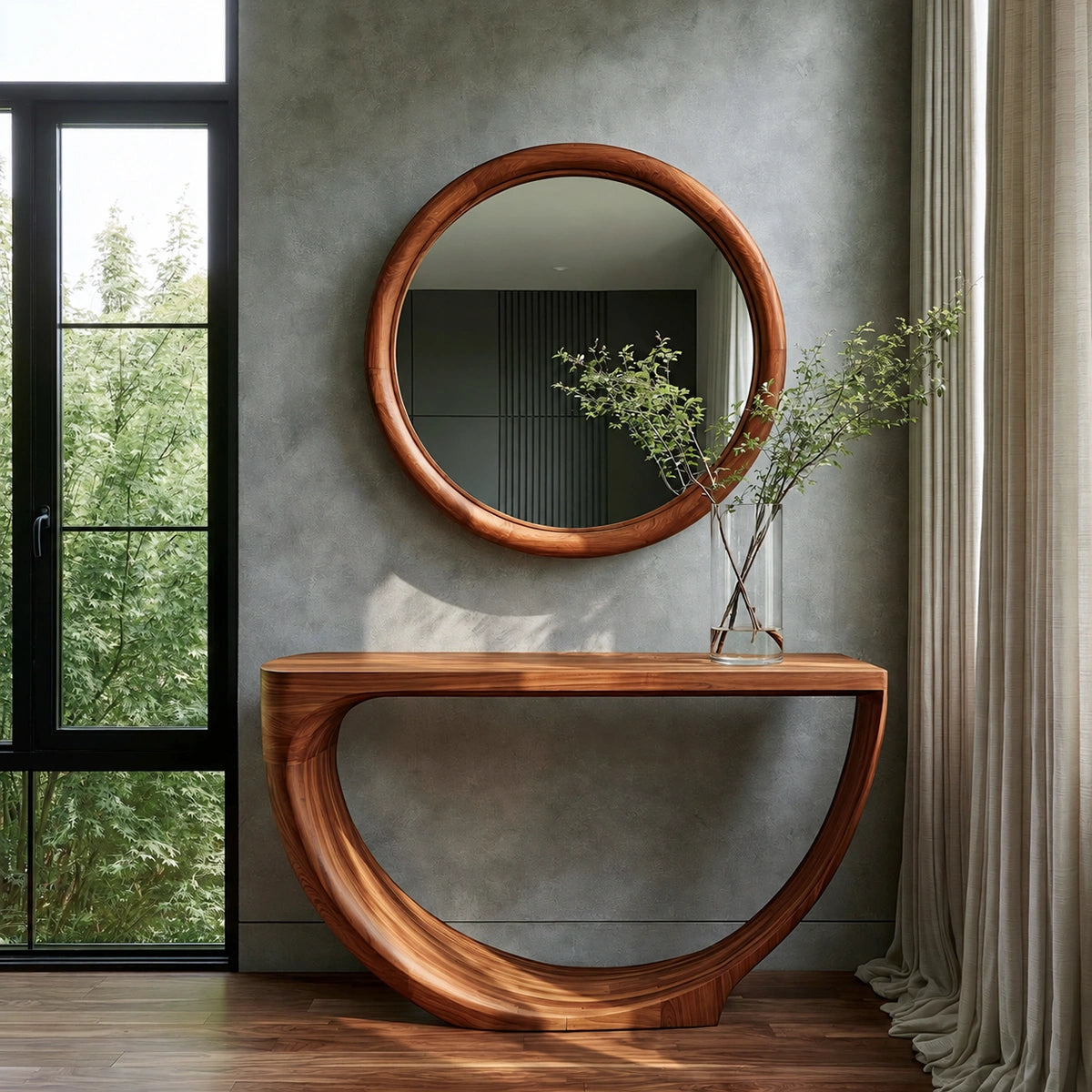 Loop Form Natural Solid Wood Console Table for Entryway and Hallway - Livewoodcraft - 2