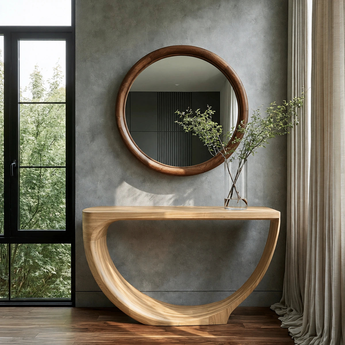 Loop Form Natural Solid Wood Console Table for Entryway and Hallway - Livewoodcraft - 3