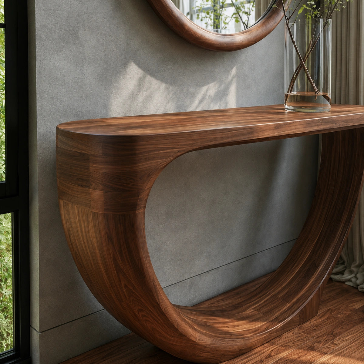 Loop Form Natural Solid Wood Console Table for Entryway and Hallway - Livewoodcraft - 5
