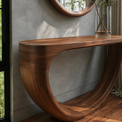 Loop Form Natural Solid Wood Console Table for Entryway and Hallway - Livewoodcraft - 5