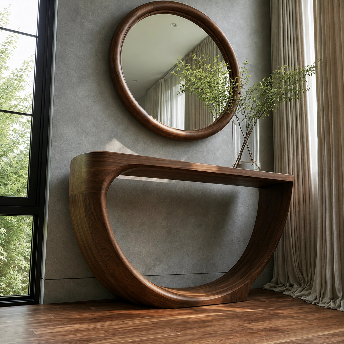 Loop Form Natural Solid Wood Console Table for Entryway and Hallway - Livewoodcraft - 6