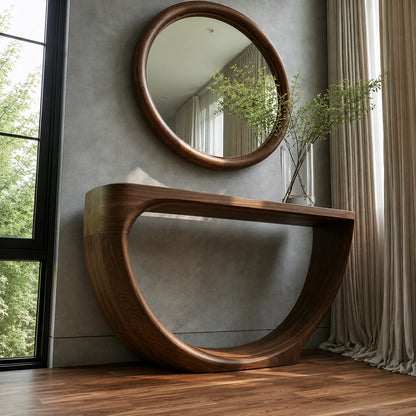 Loop Form Natural Solid Wood Console Table for Entryway and Hallway - Livewoodcraft - 6