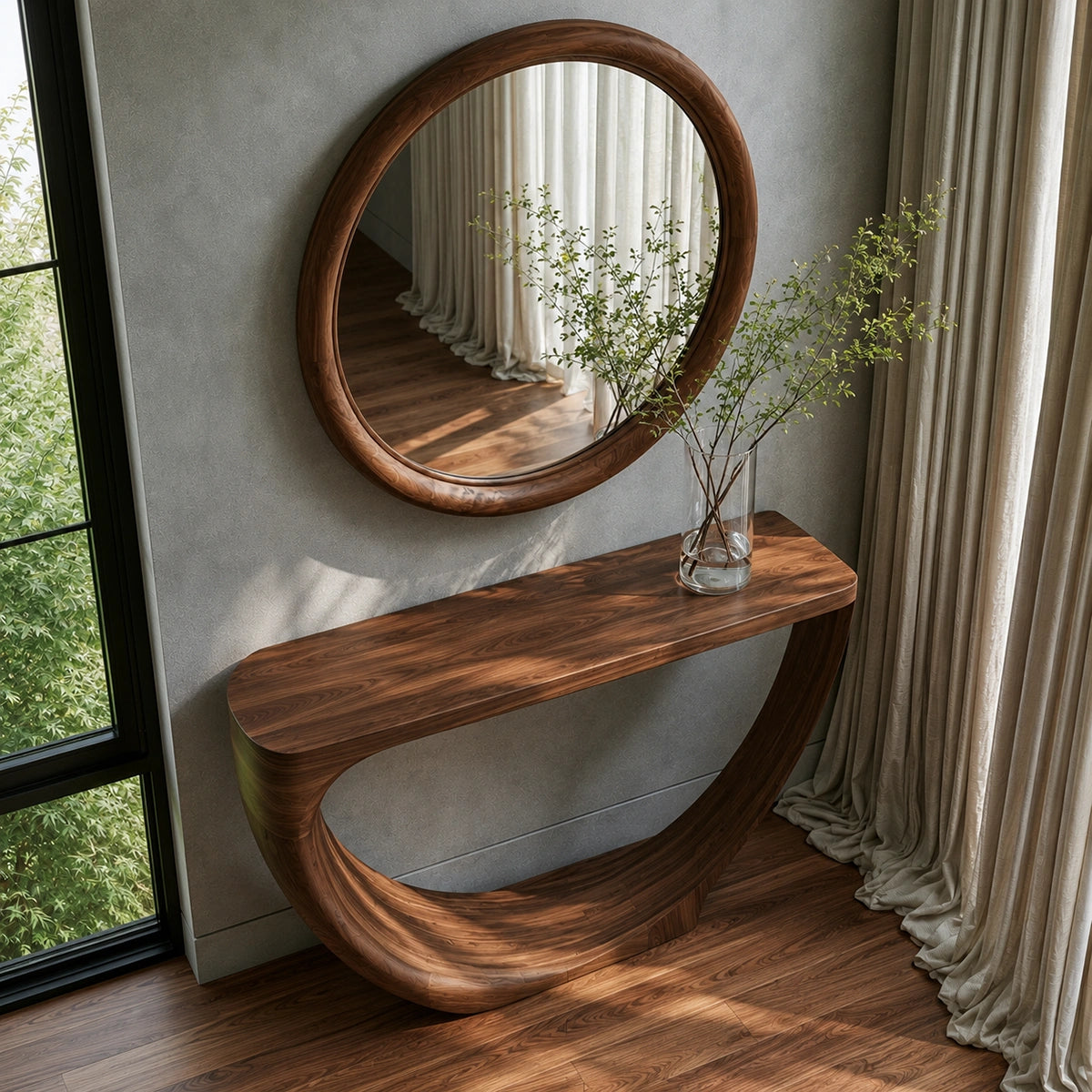 Loop Form Natural Solid Wood Console Table for Entryway and Hallway - Livewoodcraft - 7