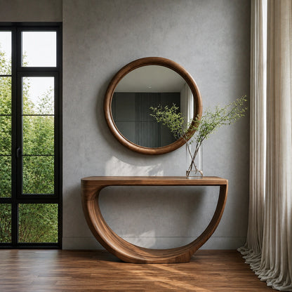 Loop Form Natural Solid Wood Console Table for Entryway and Hallway - Livewoodcraft - 8