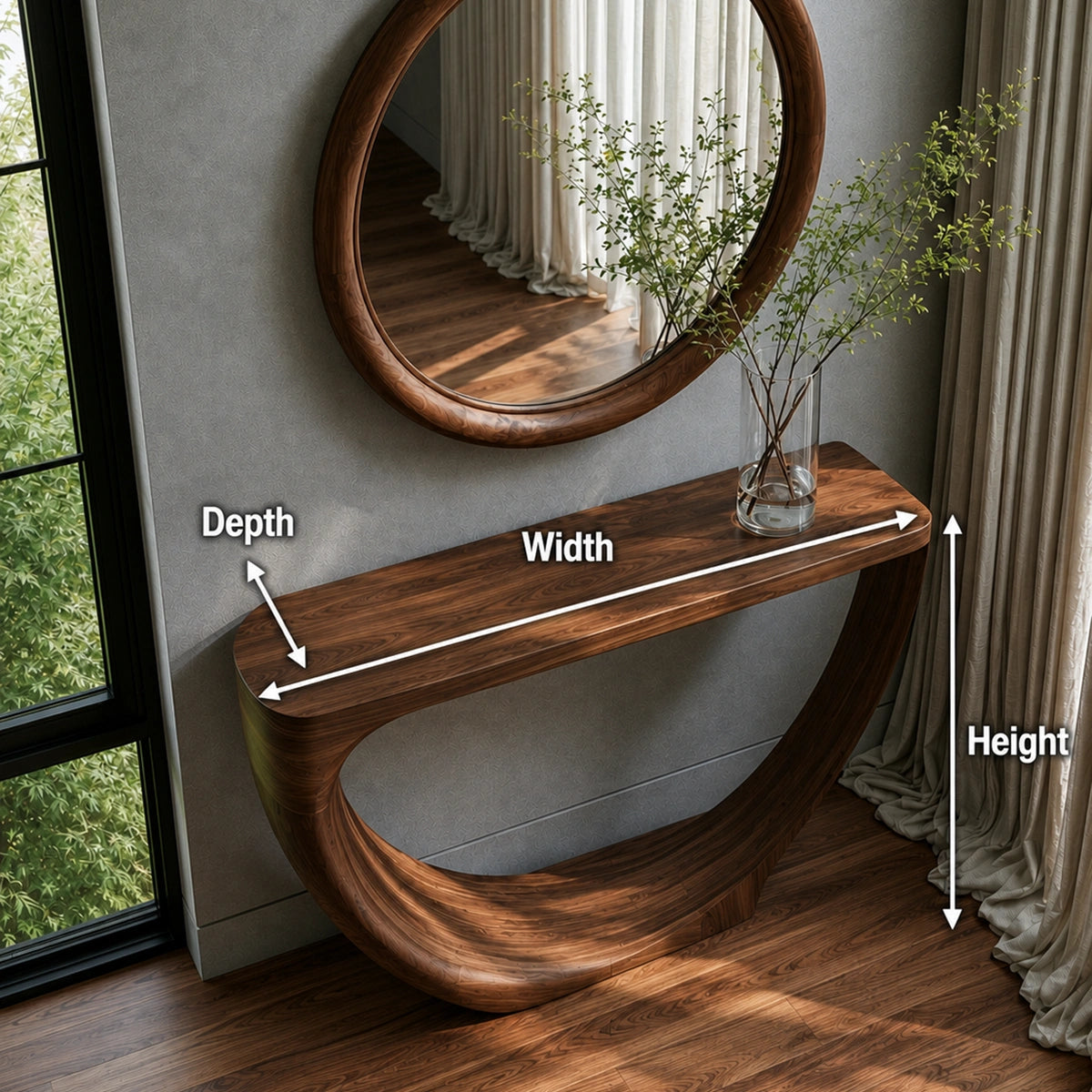 Loop Form Natural Solid Wood Console Table for Entryway and Hallway - Livewoodcraft - 9