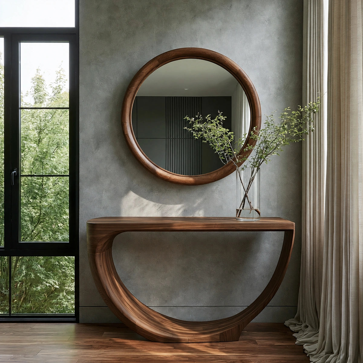 Loop Form Natural Solid Wood Console Table for Entryway and Hallway - Livewoodcraft