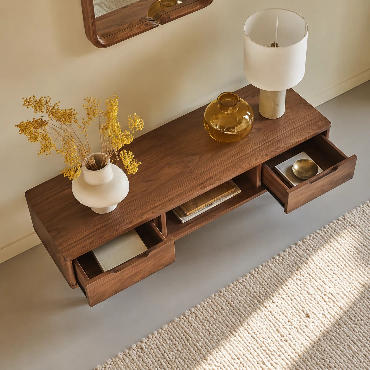 Mid Century Natural Solid Wood TV Stand with Open Shelf Storage - Livewoodcraft - 0624 - 7