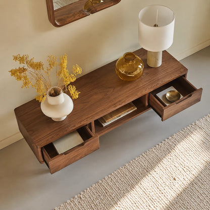 Mid Century Natural Solid Wood TV Stand with Open Shelf Storage - Livewoodcraft - 0624 - 7