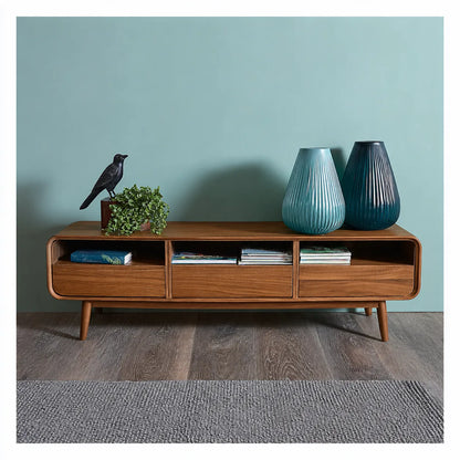 Mid Century Natural Solid Wood TV Stand with Rounded Frame Design - Livewoodcraft - 11