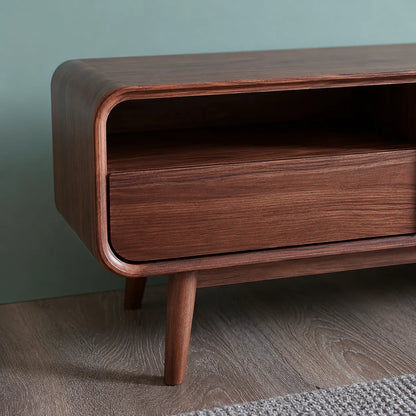 Mid Century Natural Solid Wood TV Stand with Rounded Frame Design - Livewoodcraft - 4