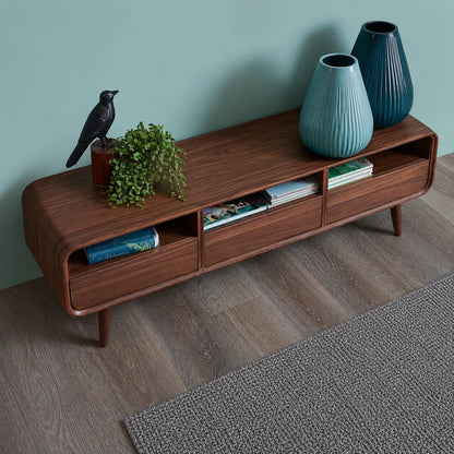 Mid Century Natural Solid Wood TV Stand with Rounded Frame Design - Livewoodcraft - 6