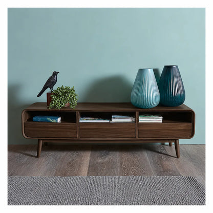 Mid Century Natural Solid Wood TV Stand with Rounded Frame Design - Livewoodcraft - 8