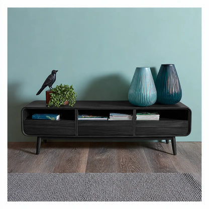 Mid Century Natural Solid Wood TV Stand with Rounded Frame Design - Livewoodcraft - 9