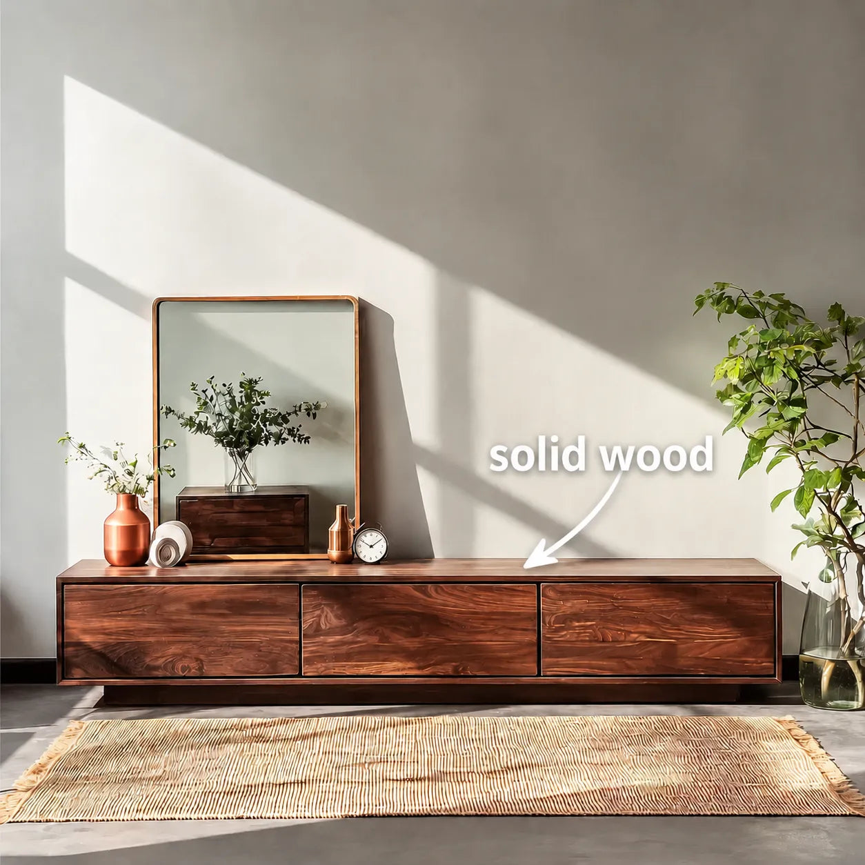 Minimalist Low Profile TV Stand with Seamless Storage Design - Livewoodcraft - 2