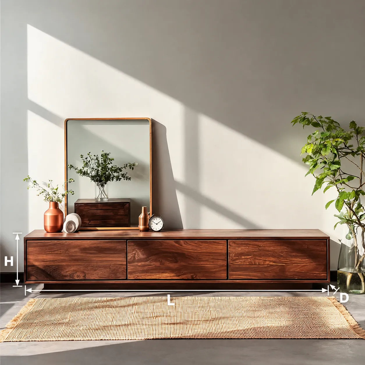 Minimalist Low Profile TV Stand with Seamless Storage Design - Livewoodcraft - 3