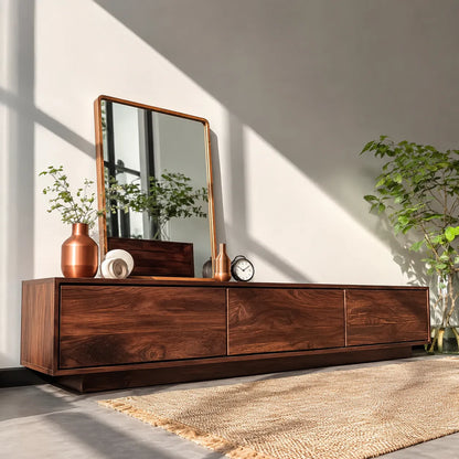 Minimalist Low Profile TV Stand with Seamless Storage Design - Livewoodcraft - 5