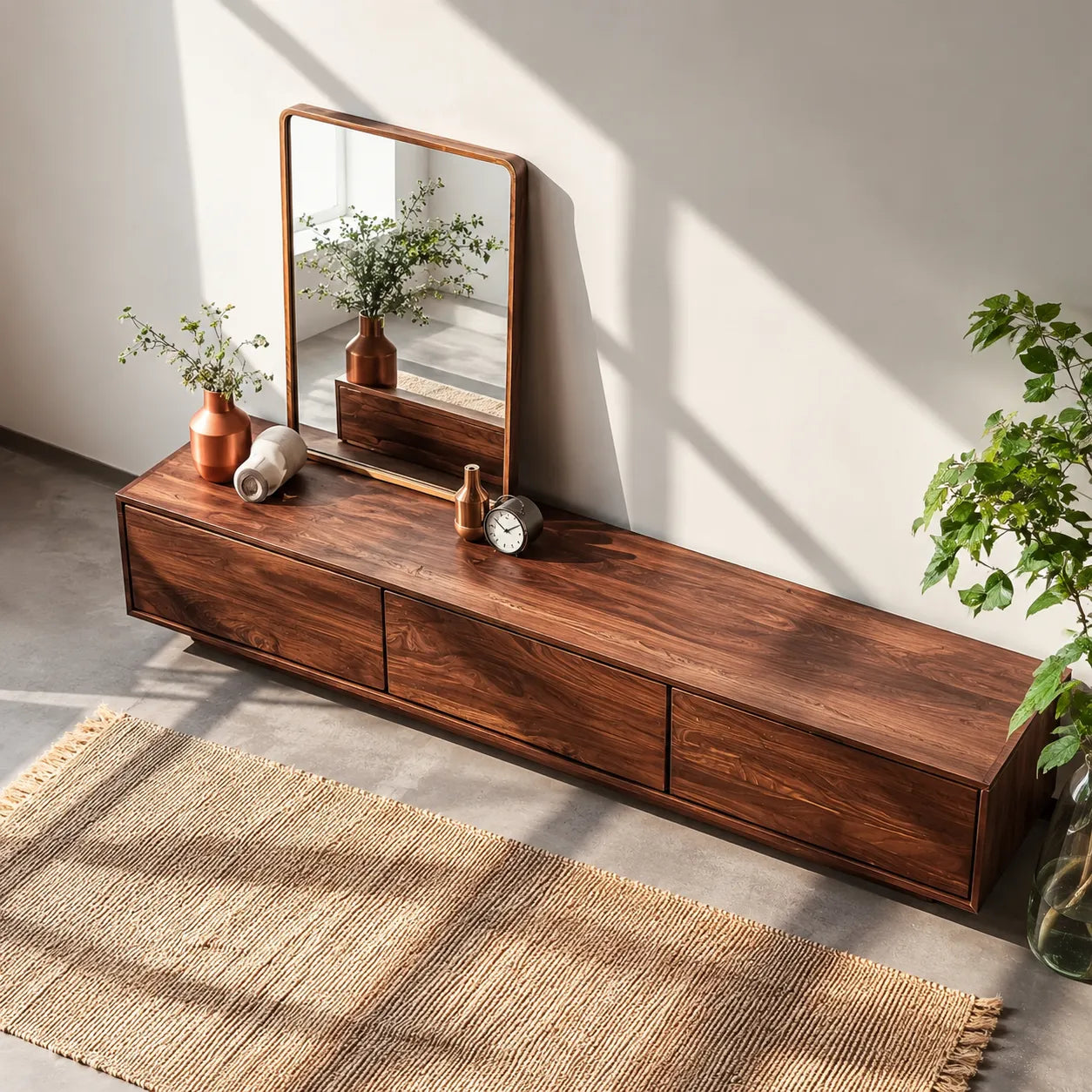 Minimalist Low Profile TV Stand with Seamless Storage Design - Livewoodcraft - 6