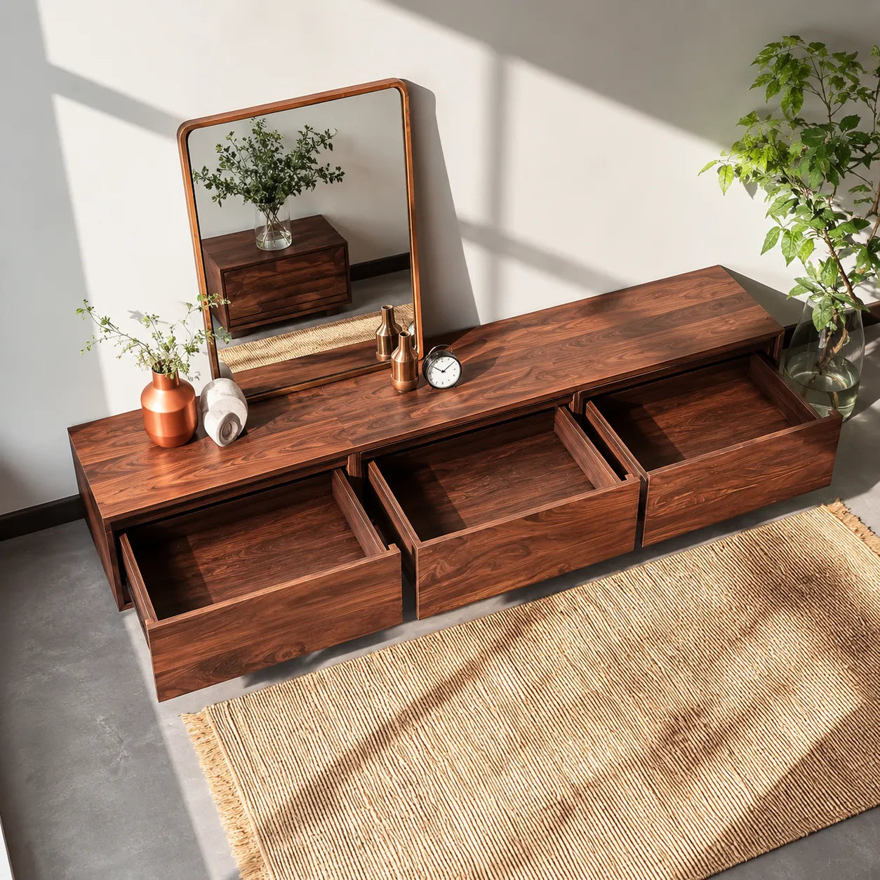 Minimalist Low Profile TV Stand with Seamless Storage Design - Livewoodcraft - 7