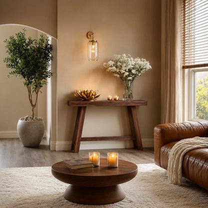 Minimalist Natural Solid Wood Console Table with Tapered A Frame Base - Livewoodcraft - 8