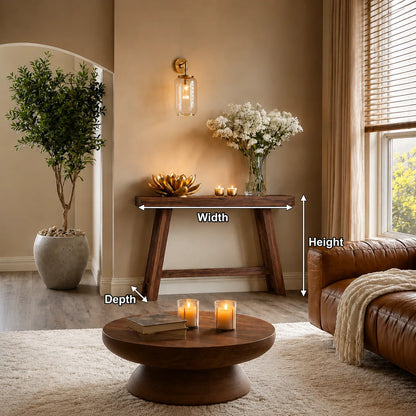 Minimalist Natural Solid Wood Console Table with Tapered A Frame Base - Livewoodcraft - 9