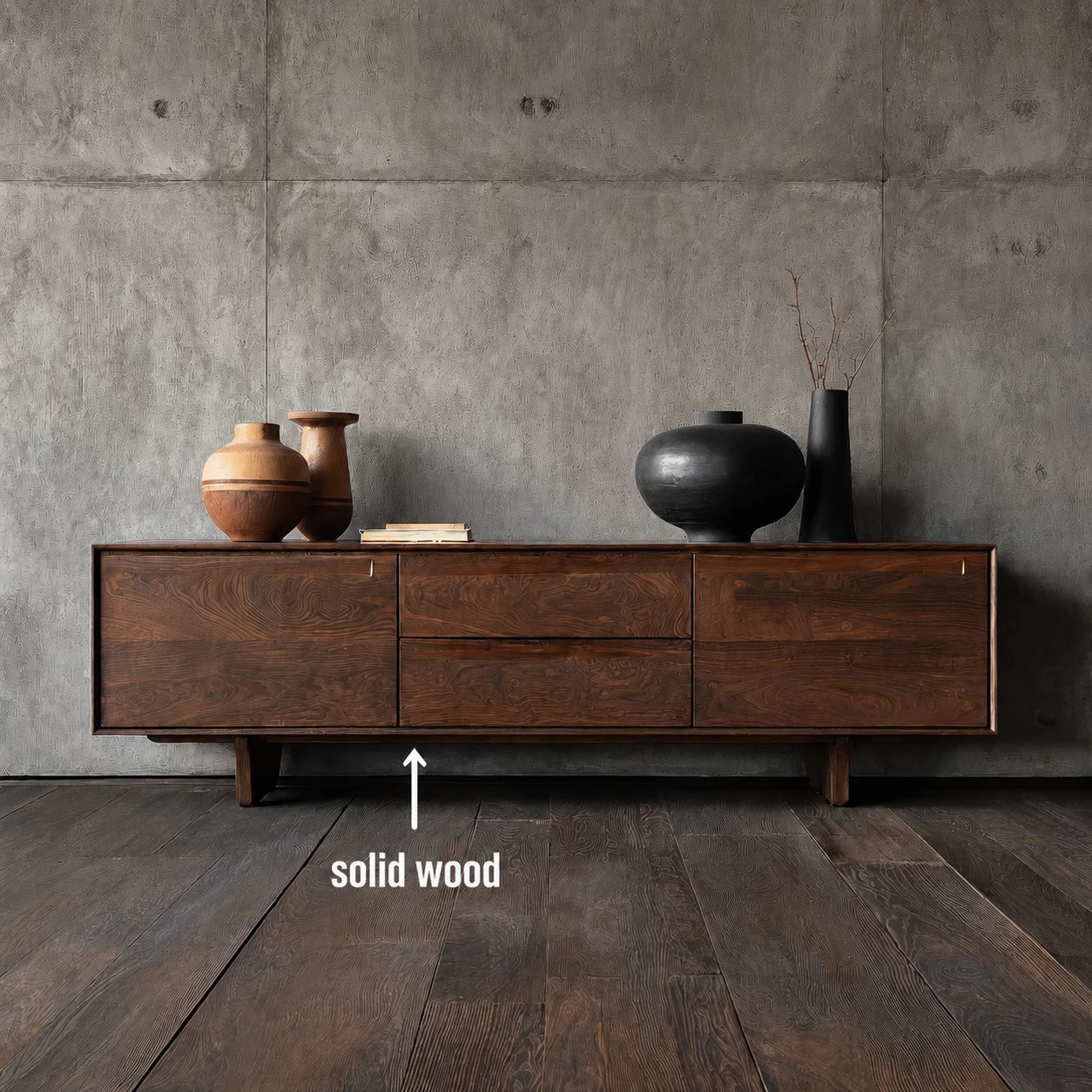 Minimalist Natural Solid Wood TV Stand with Drawer and Cabinet Storage - Livewoodcraft - 3