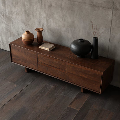 Minimalist Natural Solid Wood TV Stand with Drawer and Cabinet Storage - Livewoodcraft - 6