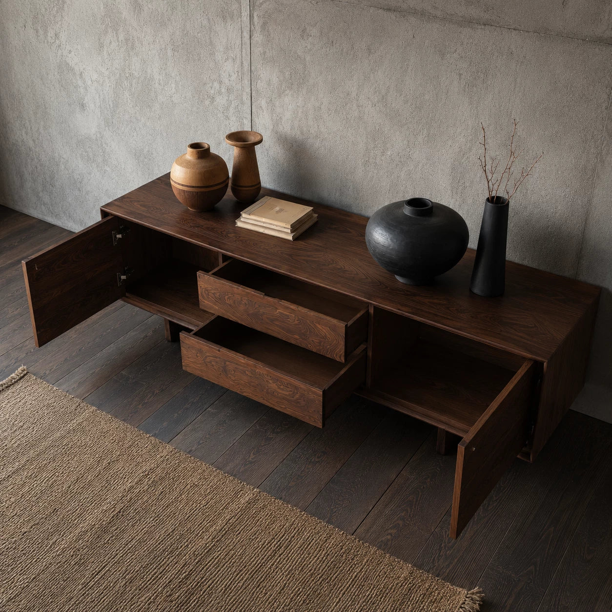 Minimalist Natural Solid Wood TV Stand with Drawer and Cabinet Storage - Livewoodcraft - 7