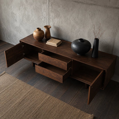 Minimalist Natural Solid Wood TV Stand with Drawer and Cabinet Storage - Livewoodcraft - 7