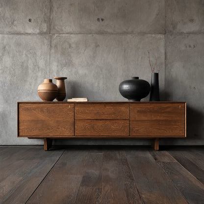 Minimalist Natural Solid Wood TV Stand with Drawer and Cabinet Storage - Livewoodcraft - 8