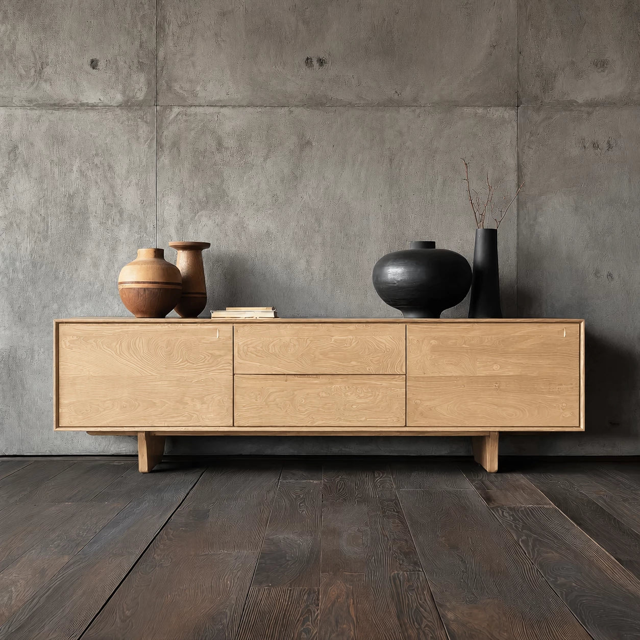Minimalist Natural Solid Wood TV Stand with Drawer and Cabinet Storage - Livewoodcraft - 9