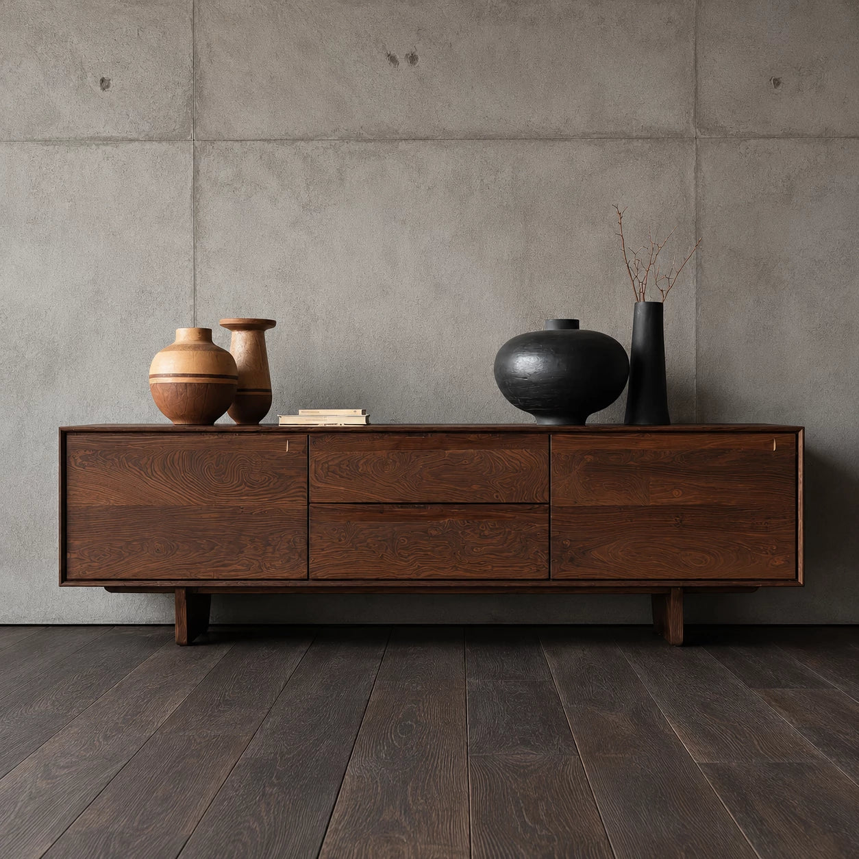 Minimalist Natural Solid Wood TV Stand with Drawer and Cabinet Storage - Livewoodcraft
