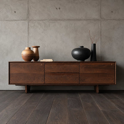 Minimalist Natural Solid Wood TV Stand with Drawer and Cabinet Storage - Livewoodcraft