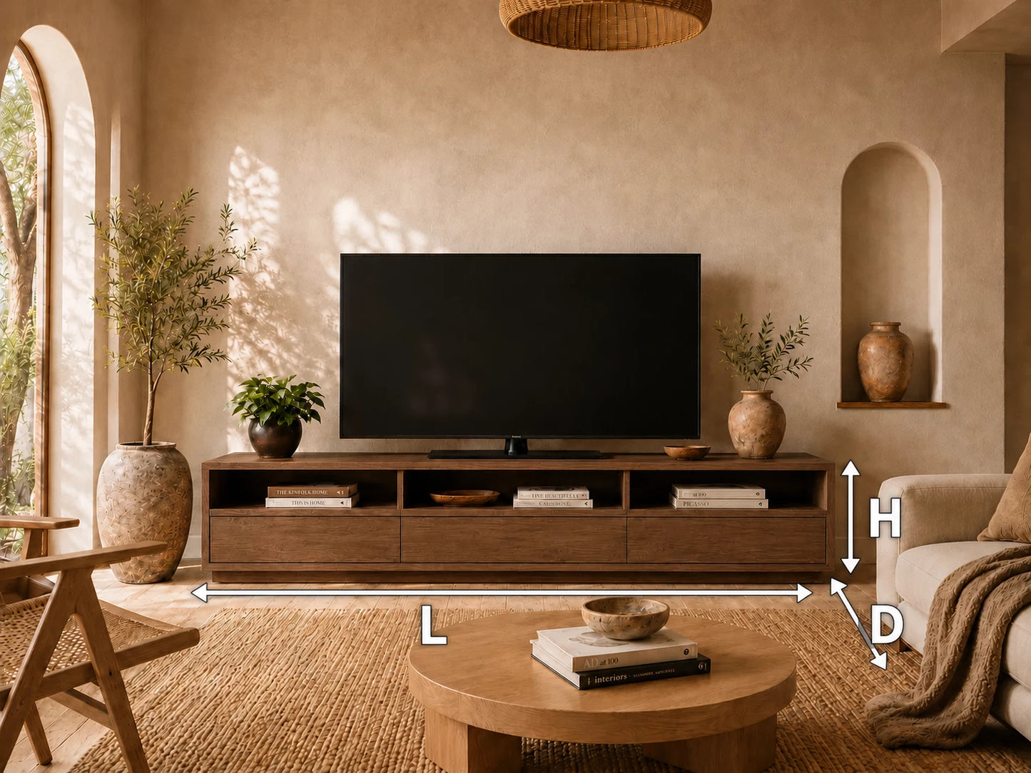 Minimalist Natural Solid Wood TV Stand with Open Shelf Storage - Livewoodcraft - 11