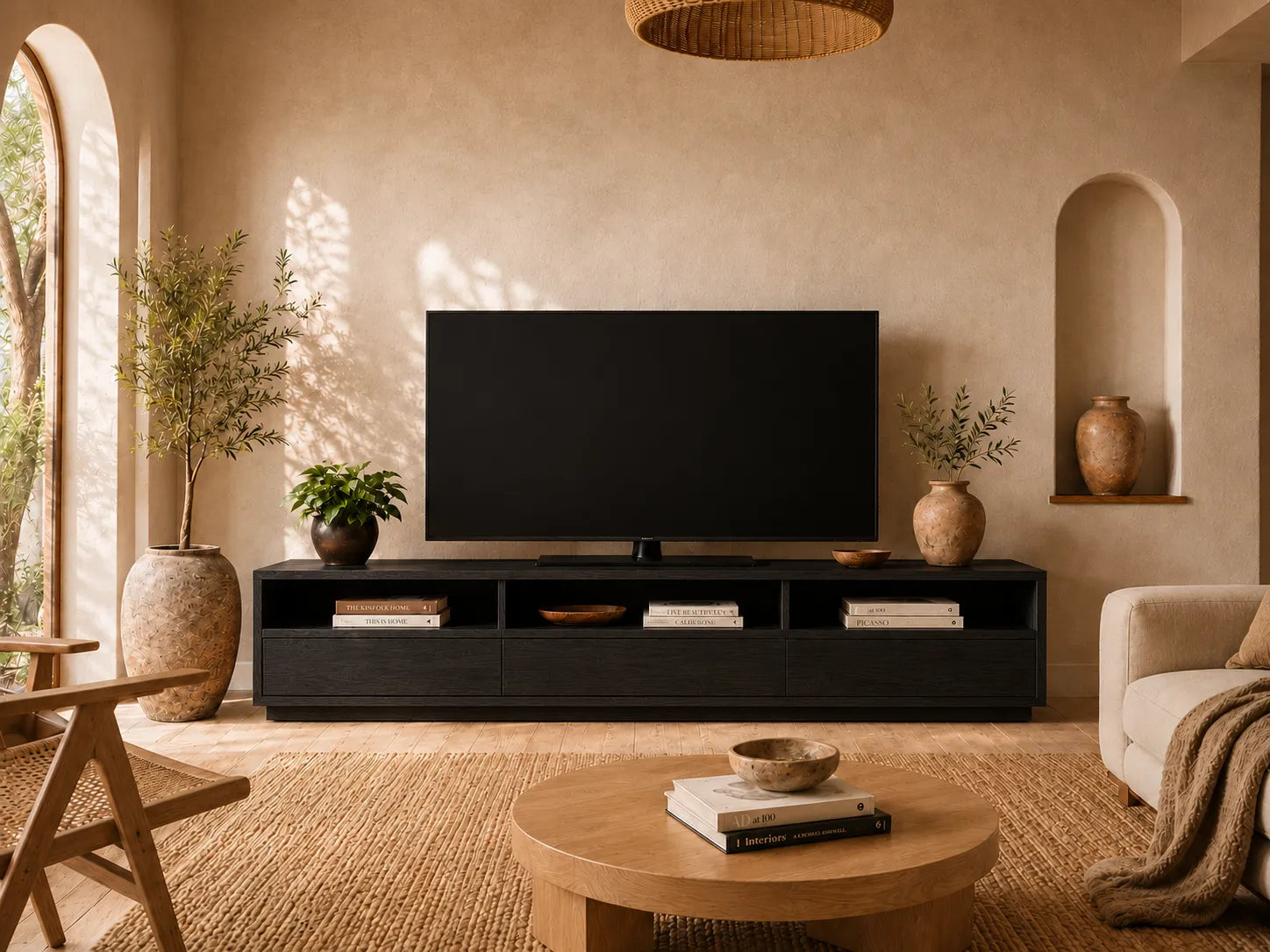 Minimalist Natural Solid Wood TV Stand with Open Shelf Storage - Livewoodcraft - 6