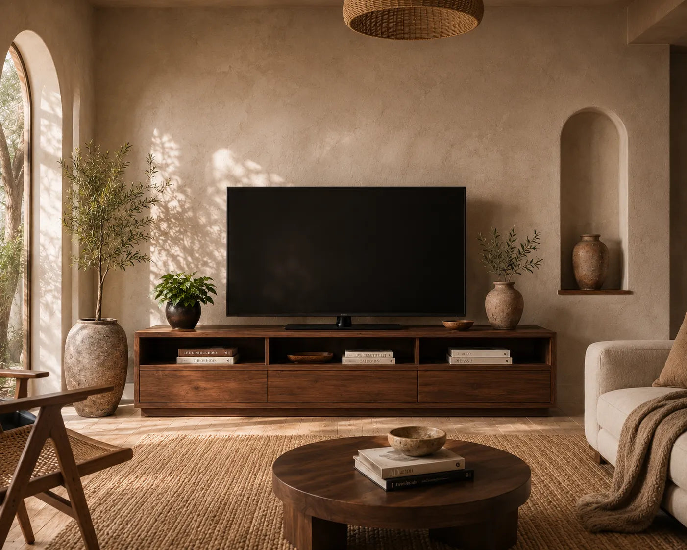 Minimalist Natural Solid Wood TV Stand with Open Shelf Storage - Livewoodcraft - 8