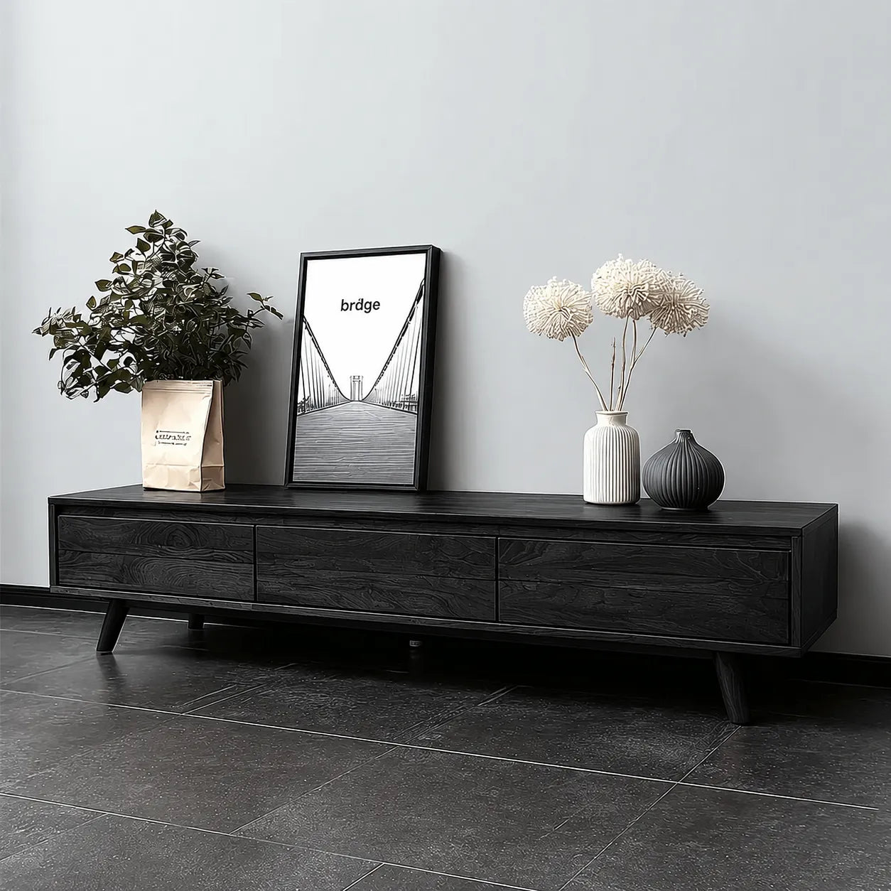 Minimalist Natural Solid Wood TV Stand with Six Drawer Storage Design - Livewoodcraft - 11
