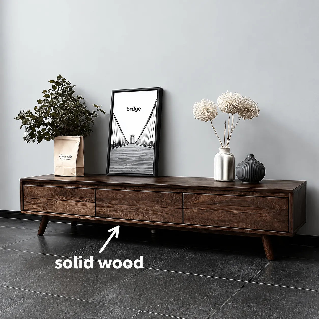 Minimalist Natural Solid Wood TV Stand with Six Drawer Storage Design - Livewoodcraft - 2