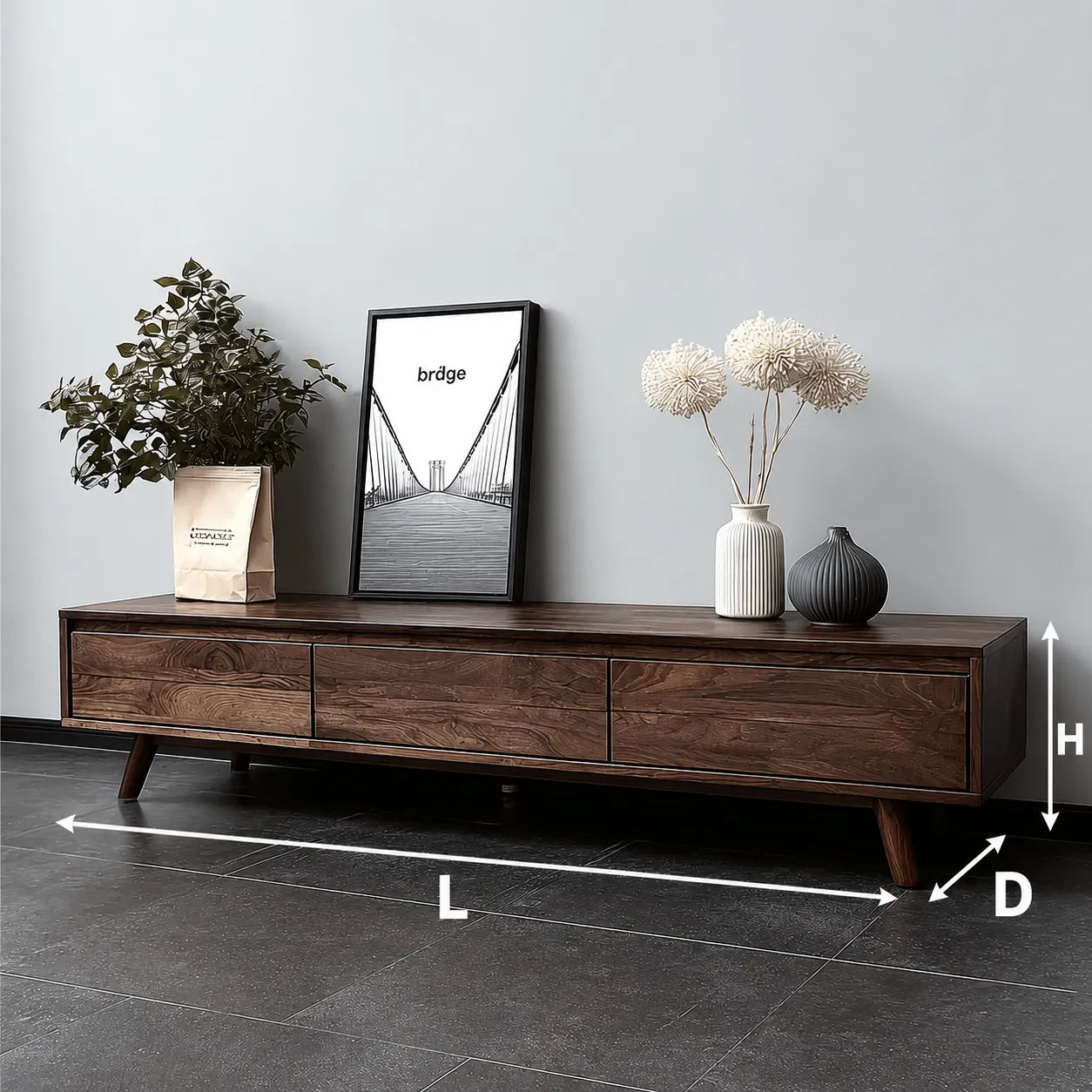 Minimalist Natural Solid Wood TV Stand with Six Drawer Storage Design - Livewoodcraft - 3