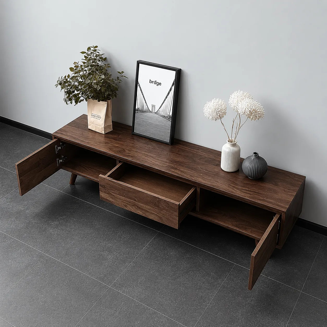 Minimalist Natural Solid Wood TV Stand with Six Drawer Storage Design - Livewoodcraft - 5
