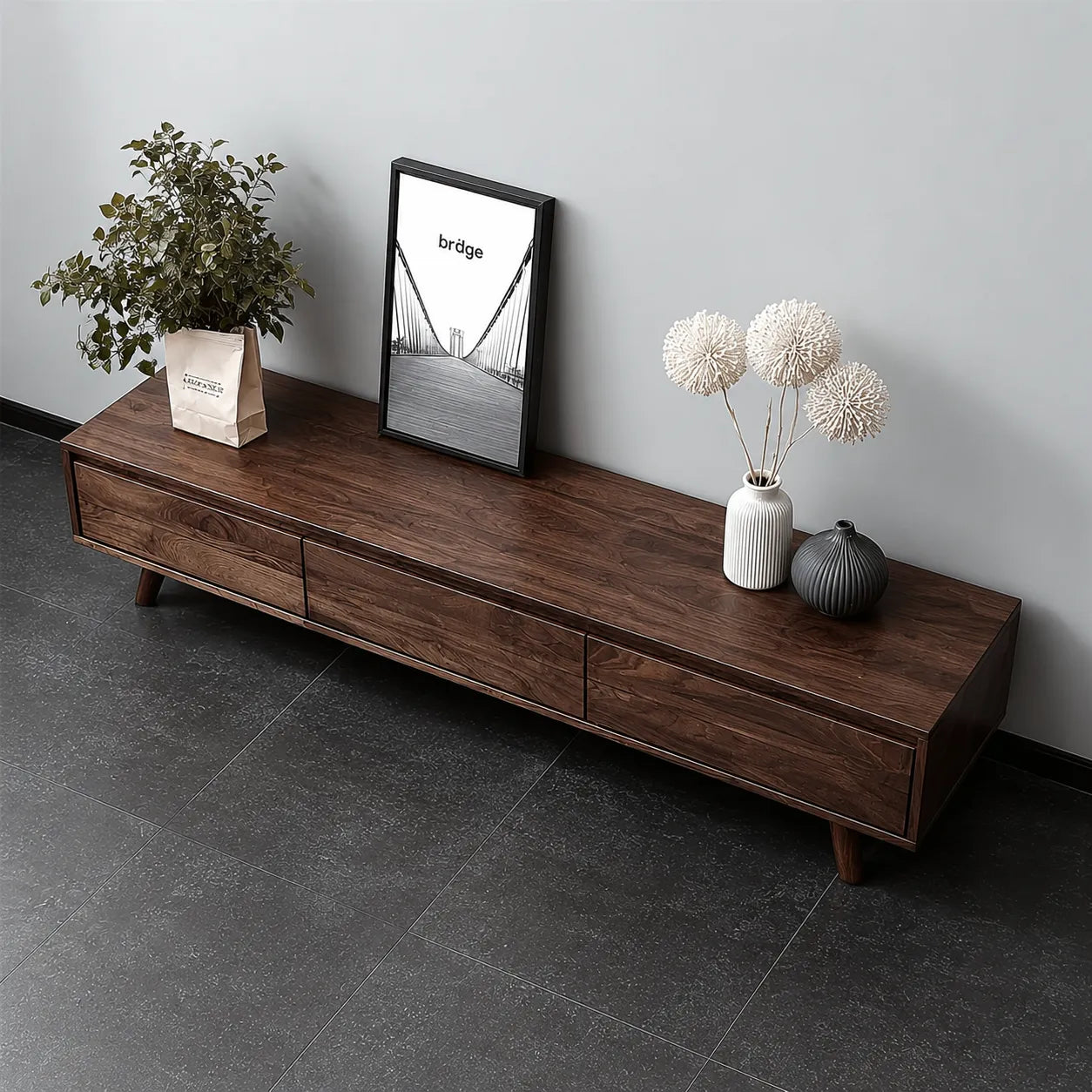 Minimalist Natural Solid Wood TV Stand with Six Drawer Storage Design - Livewoodcraft - 7