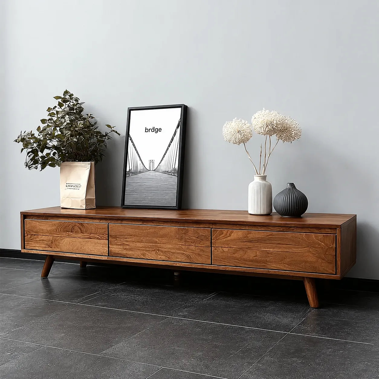 Minimalist Natural Solid Wood TV Stand with Six Drawer Storage Design - Livewoodcraft - 9