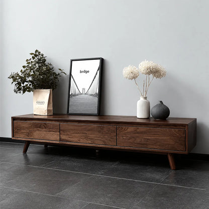 Minimalist Natural Solid Wood TV Stand with Six Drawer Storage Design - Livewoodcraft