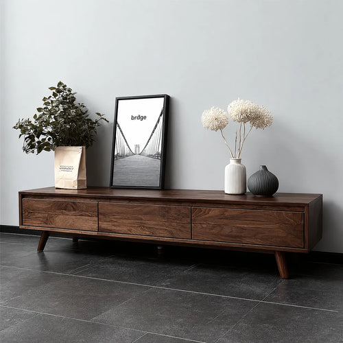 Minimalist Natural Solid Wood TV Stand with Six Drawer Storage Design - Livewoodcraft