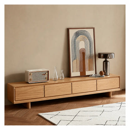 Modern Natural Solid Wood TV Stand with Four Drawer Storage Design - Livewoodcraft - 10